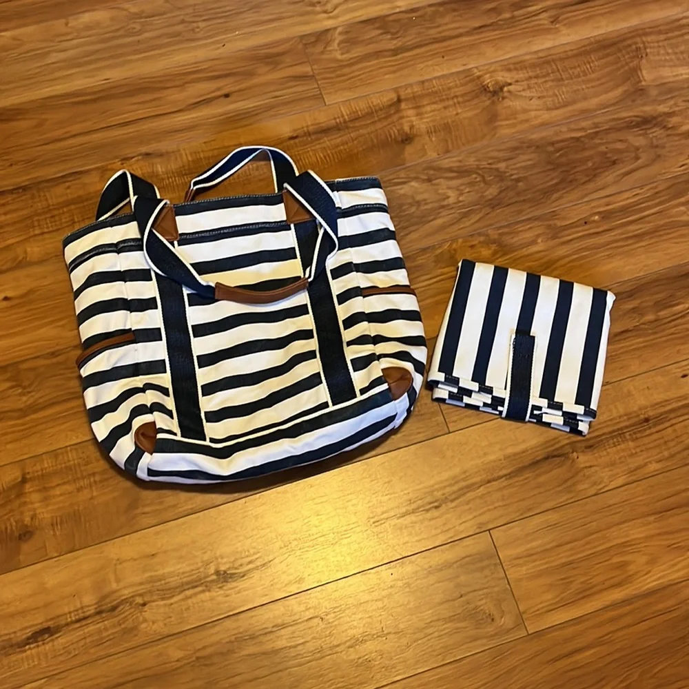 PB Kids Striped Harper Diaper Tote
